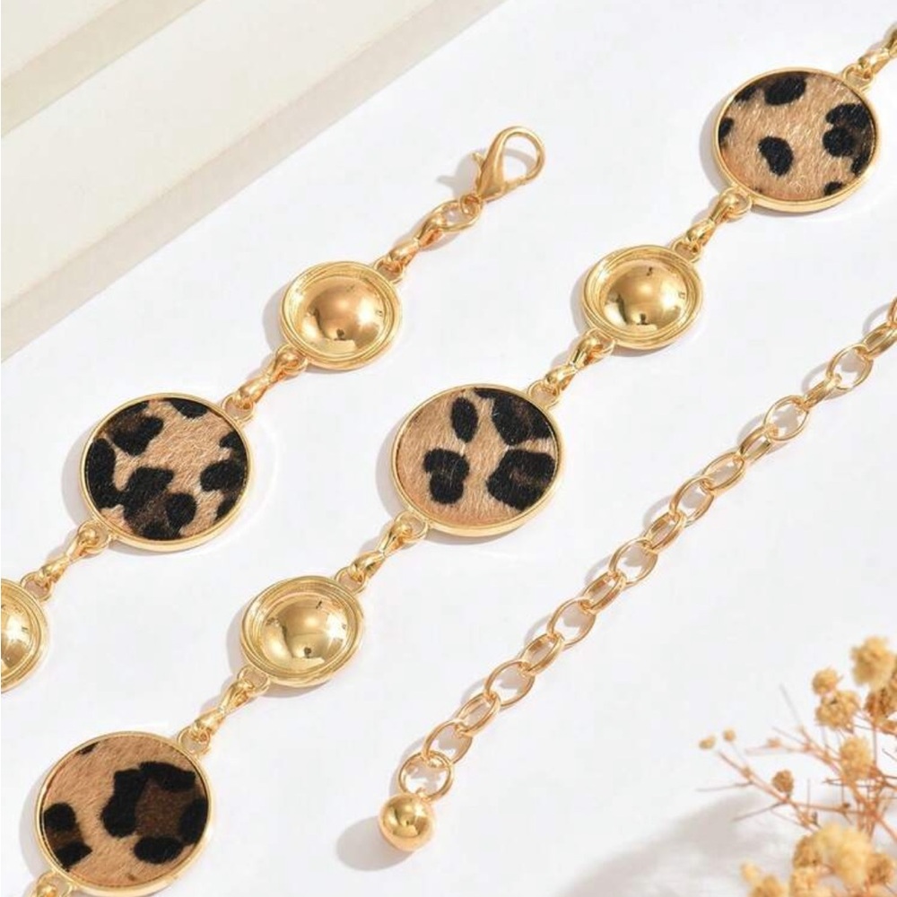Gold Leopard Print Chain Waist Belt NEW đˇď¸ - Picture 4 of 5